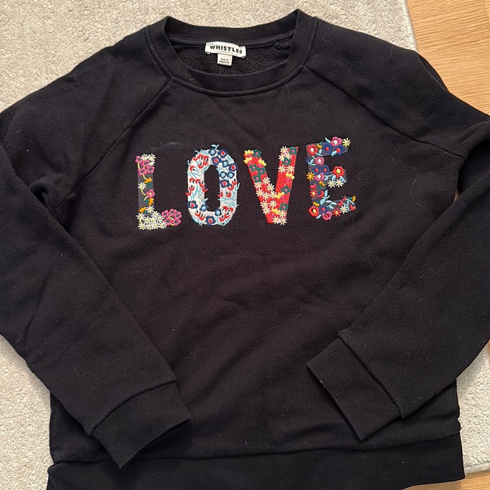 Whistles embroidered love sweatshirt
